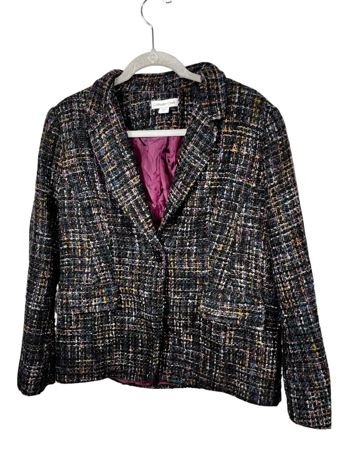 Blazer para mujer Coldwater Creek talla 14 multicolor tejido tweed Foto 2 de 4