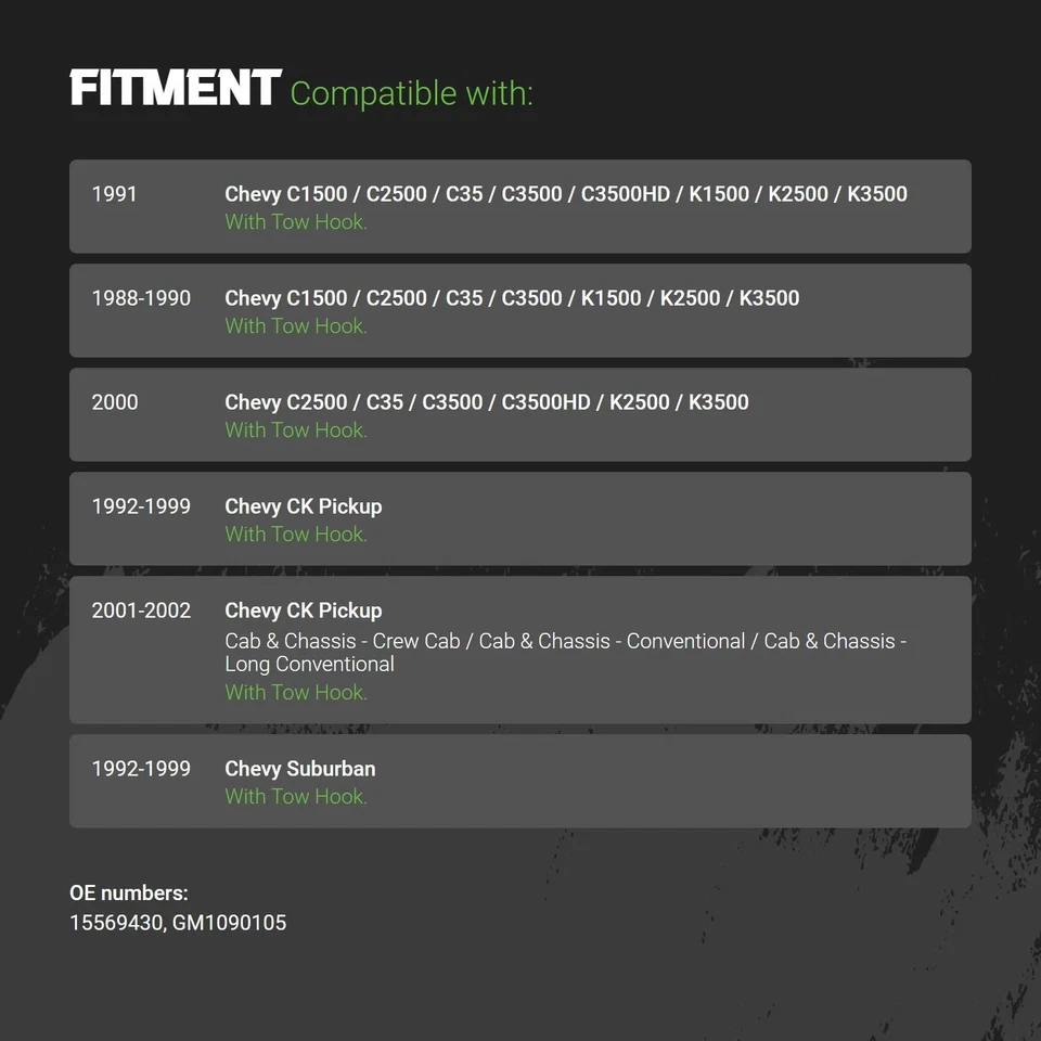 Bumper Valance For GMC K1500 88-89 Replacement Front Standard Line Foto 2 de 4