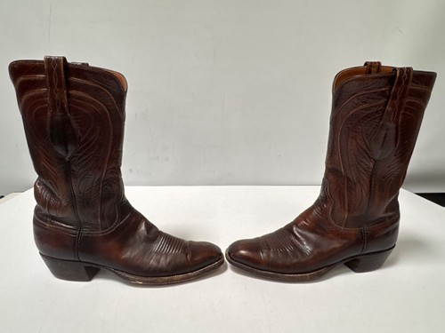 Lucchese San Antonio Western Cowboy Boots Size 10A Leather Mens French Toe Brown - Picture 7 of 11