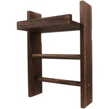 Rustic Hand Towel Holder Organizer Wall Wood Bathroom Rack Decor