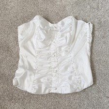 Vintage White Satin Corset Top Size 42 M 