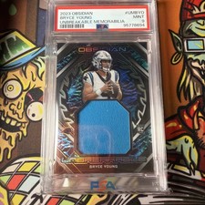 🏈 2023 Panini Obsidian Bryce Young Rookie Unbreakable Mem Patch /199 PSA 9 📈📈