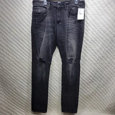 PRPS Le Sabre Stretch Slim Tapered Distressed Jeans Size 34x34 Black $198 MSRP