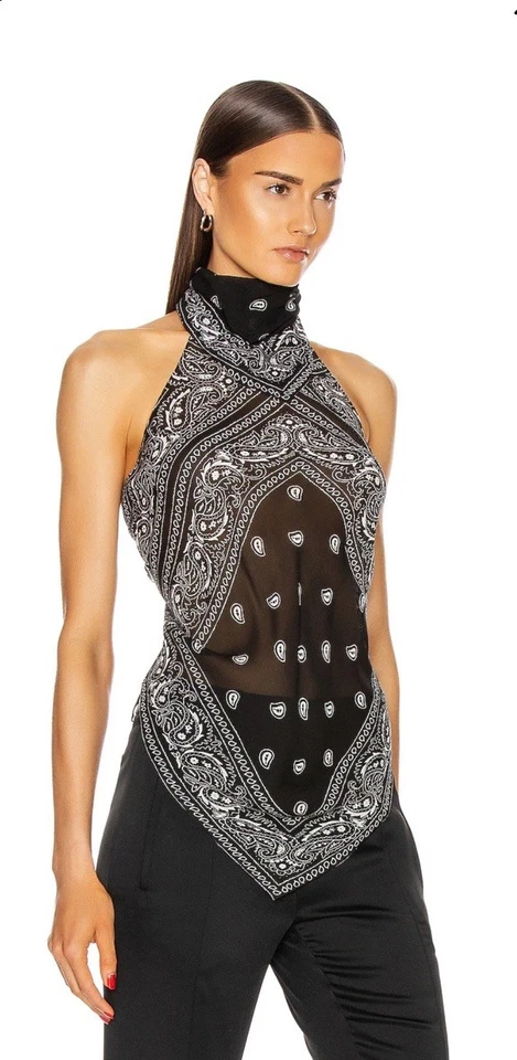 Gravata Dion Lee Bandana tamanho pequeno branca transparente gola e costas Rrp $290 em excelente estado usado - Imagem 2 de 4