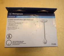 Westinghouse Mini-Pendant Kit White Finish #70286 New in box