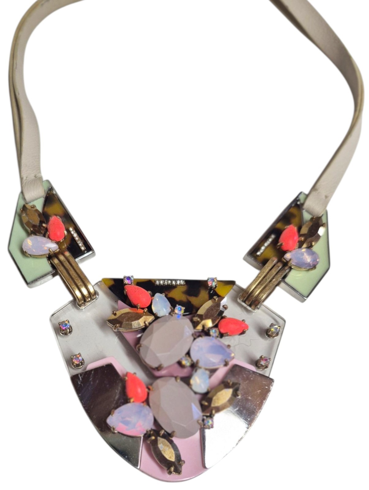 J.Crew Techtonic Statement Necklace Tortoise Grey… - image 3