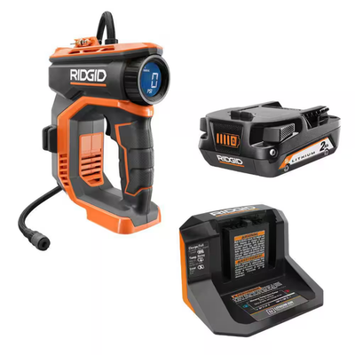 #ad #ad Ridgid 18V Cordless Portable Inflator Kit with 2 0 Ah Battery and Charger $163.53