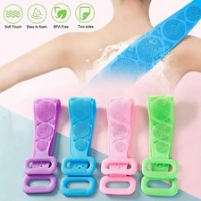 "Silicone Bath Towel Body Scrubber Exfoliating Back Scrub Strap Shower Brush"