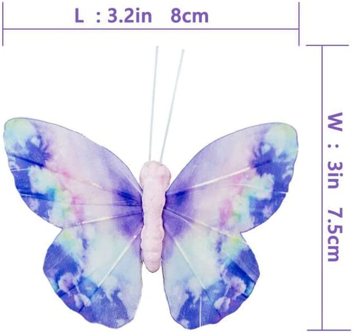 - Spring Feather Butterfly Decorations Set 6 Color of 12Pcs Vibrant Multi Colore - Picture 5 of 9