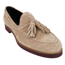 TOD'S  Nude Suede Tasseled Loafers Size 38
