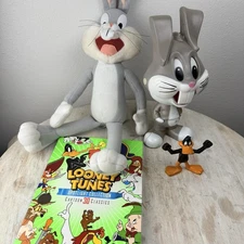 Vintage Looney Tunes DVD & Bugs Bunny Plush & Chatter Box - Daffy Duck Figure