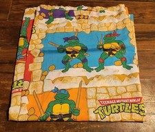  VTG Bibb USA 1988 Teenage Mutant Ninja Turtles TMNT Twin Fitted & Flat Sheet 