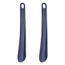 2pcs Shoe Horn 9.8" Plastic Straight Handle Shoe Helper Shoehorns, Dark Blue