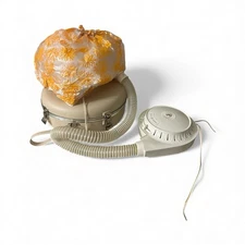 VTG GENERAL ELECTRIC DELUXE PORTABLE HAIR DRYER SOFT BONNET YELLOW FLORAL WORKS