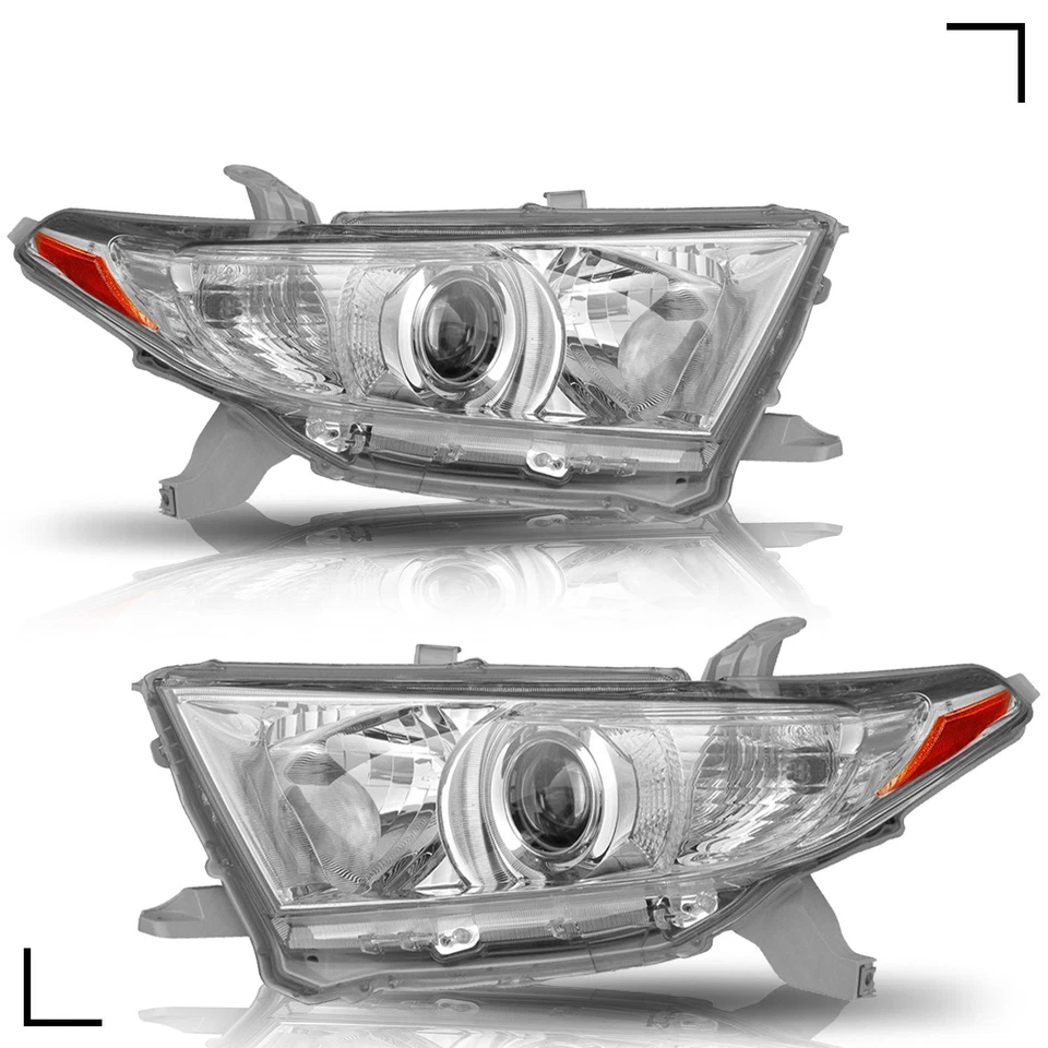 For 2011 2012 2013 Toyota Highlander Projector Chrome Headlights Assembly Lamps - Image 2 of 4