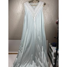 Diane Von Furstenberg Lingerie Pale Aqua Nylon Long Gown Lace Womens Size XS