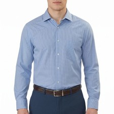 NWOT Calvin Klein Men's L Blue Pattern Long Sleeve Dress Shirt Regular Fit Soft