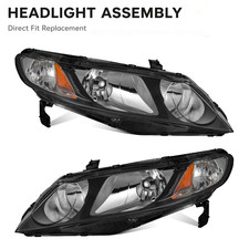 Pair Headlights Assembly For 2006-2011 Honda Civic Sedan 4dr Black Replacement Pair Headlights Assembly For 2006-2011 Honda Civic Sedan 4dr Black Replacement