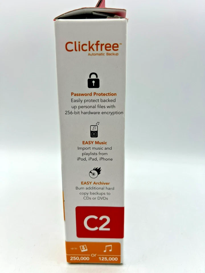 Clickfree C2 500GB Automatic Backup Portable External Hard Drive Mac PC Open Box - Image 2 of 4