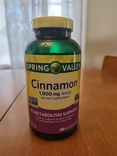 Spring Valley Cinnamon Capsules Metabolism Support Dietary 1000 mg 400 ct