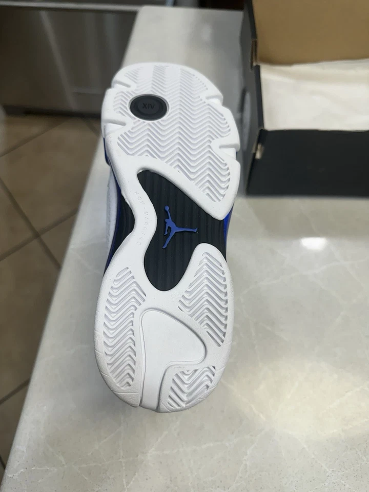 Nike Air Jordan 14 Retro (GS) White Hyper Royal 487524-104  Size 4Y/5.5wmns  - Image 4 of 4