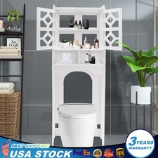 Over the Toilet Bathroom Storage Space Saver Freestanding Cabinet w/ 2 Doors US