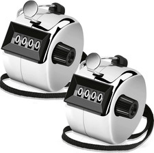 2 Pack Clicker Counter, Metal Hand Tally Counter Clicker, 4 Digit Mechanical