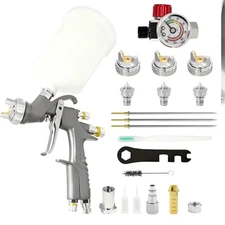 D1 LVLP Paint Spray Guns Automotive w/ 1.3/1.7/2.0mm Nozzles and Air Regulator