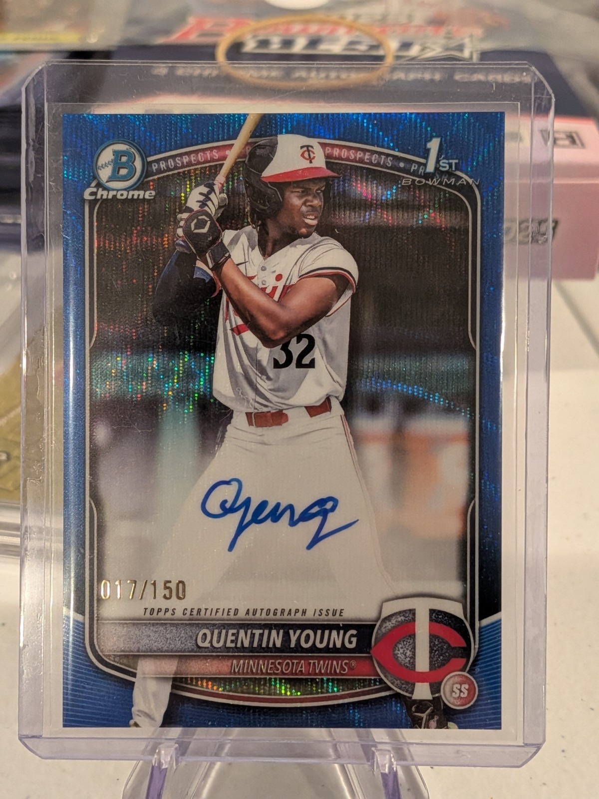 2025 Bowman Draft Quentin Young BLUE Wave Chrome Auto 1st Bowman Twins /150
