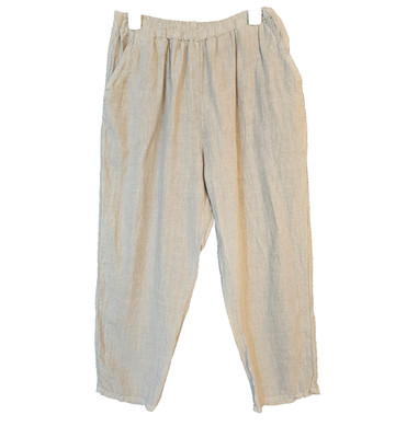 Match Point 100% Linen Pants Women Small Pull On Pockets Made in USA Beachy Boho
