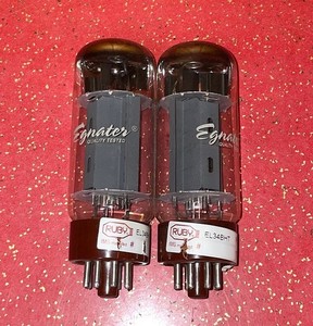 Pair of Ruby EL34BHT Vacuum Power Amp Tubes EL34