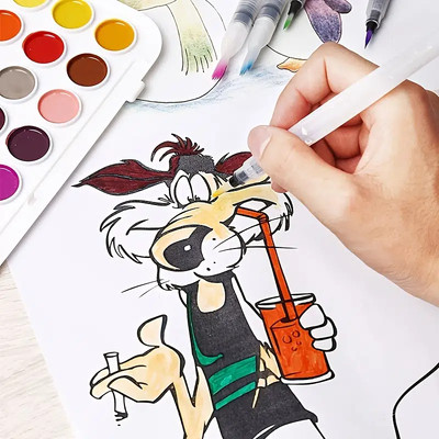 6-teiliges Wasserpinsel Stift Set - Nachfüllbare Mal- & Kalligrafiewerkzeuge für Waterc