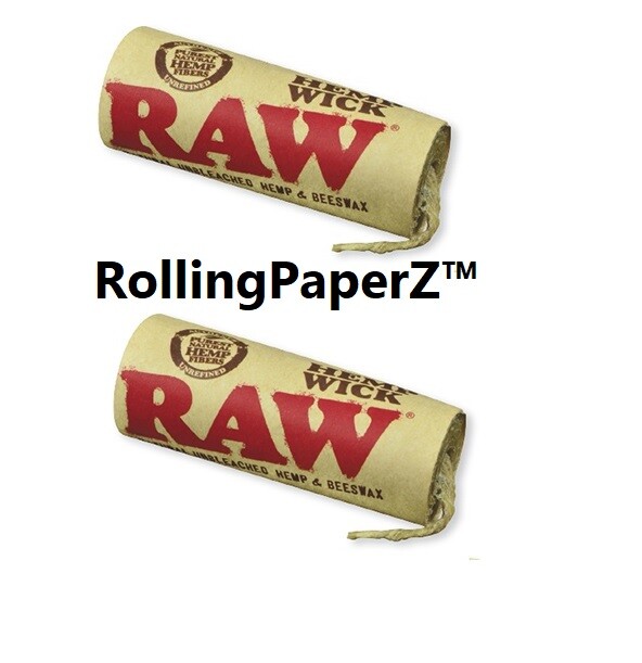 2X RAW Rolling Papers Brand of "RAW&trade; HEMP WICK" 2 Roll 20'
