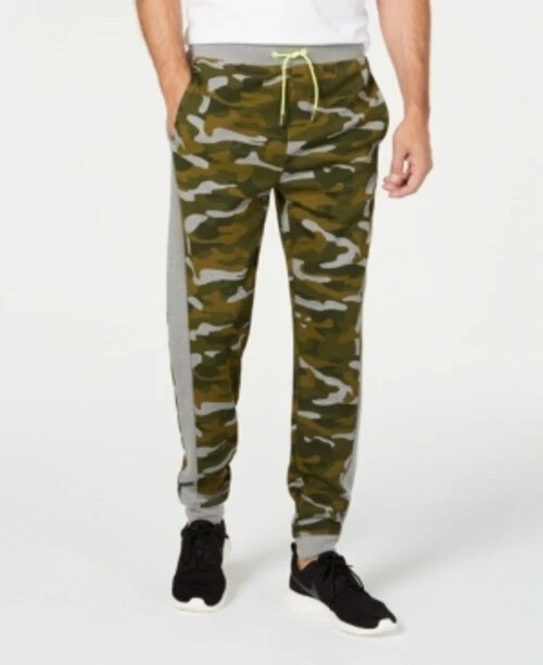 Ideology Men's Colorblocked Camo Joggers Dark Green Size Large