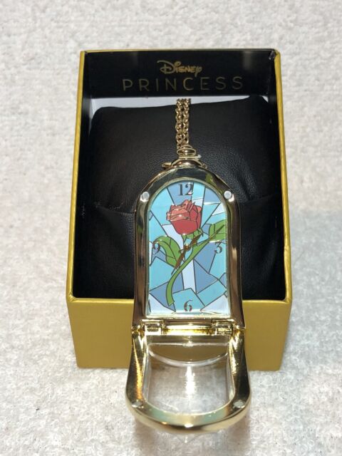 Disney Beauty and The Beast Enchanted Rose Watch Necklace ...