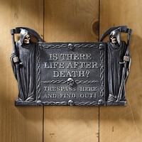 Life After Death No Trespassing Plaque Design Toscano No Trespassing Sign on sale Life After Death No Trespassing Plaque Design Toscano No Trespassing Sign on sale