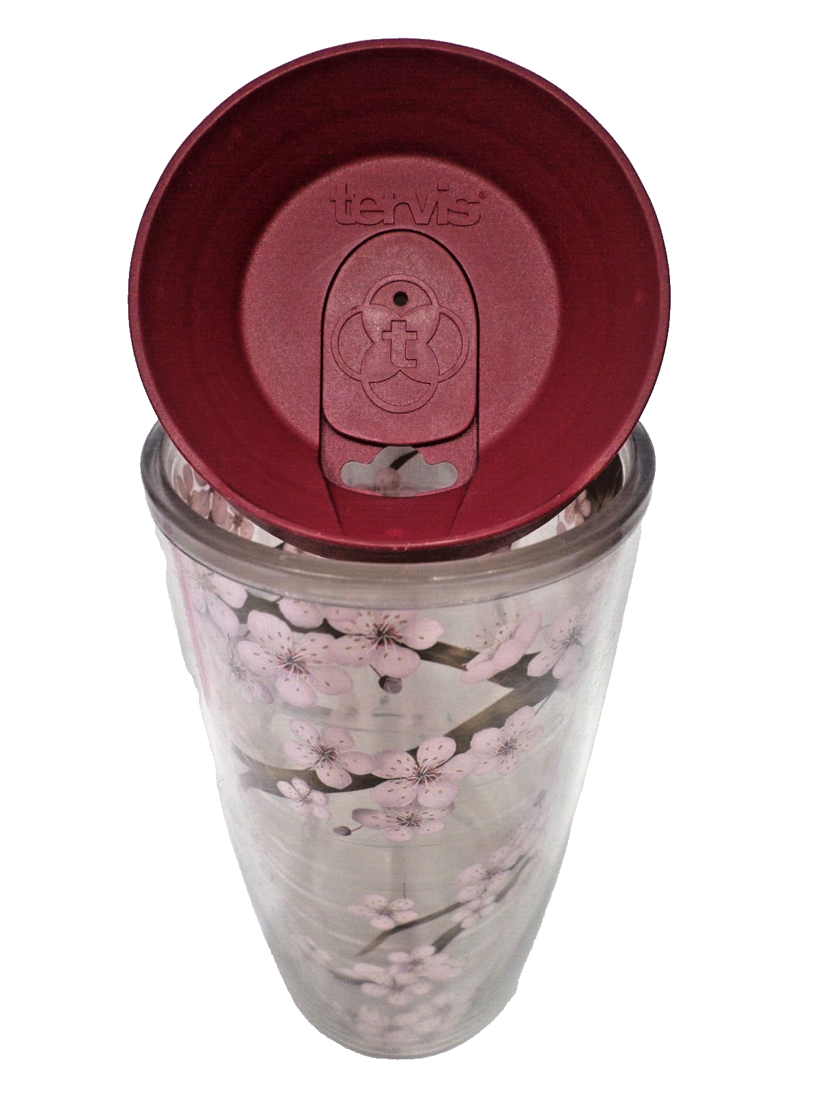 Tervis Tumbler 16 oz Cherry Blossom Tree Red Lid Dishwasher safe Double