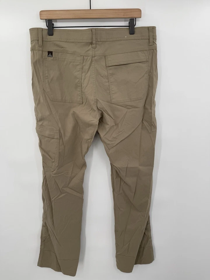 Pantalones Prana Para Hombre 36x33 Beige Elastizados Zion Rectos Senderismo Carga Cinturón Foto 2 de 4