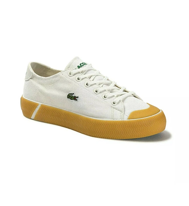 Women's Lacoste Gripshot Sneakers White Canvas Rubber Sole 39 8 US Gator | eBay