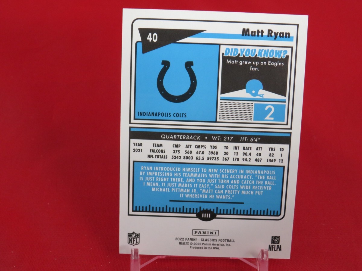 Matt Ryan BLUE BACK /75 Legends Parallel 2022 Panini Classics #40