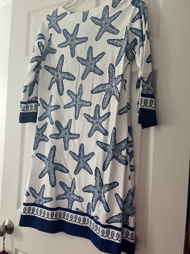 Barbara Gerwit Schlitz Ausschnitt 3/4 Ärmel Starrish Kleid Medium $ 120 Neu mit Etikett! - Bild 7 von 7