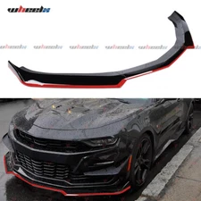 For 16-24 Chevy Camaro 1LE Style Gloss Black Front Bumper Lip Splitter Red Line