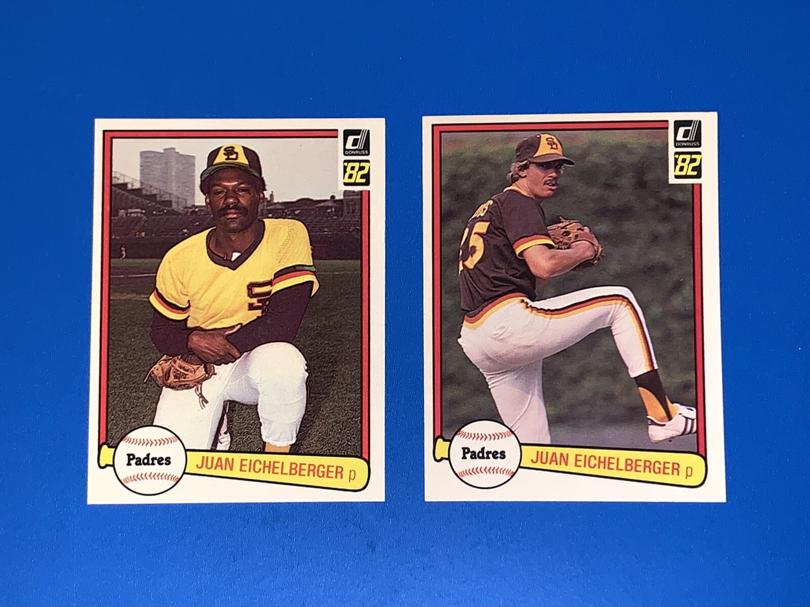 1982 Donruss JUAN EICHELBERGER Error & Corrected Baseball Card Lot #422 Padres
