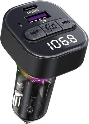 Bluetooth 5.3 FM Transmitter for Car Bluetooth Car Adapter with Type-C PD(30W)