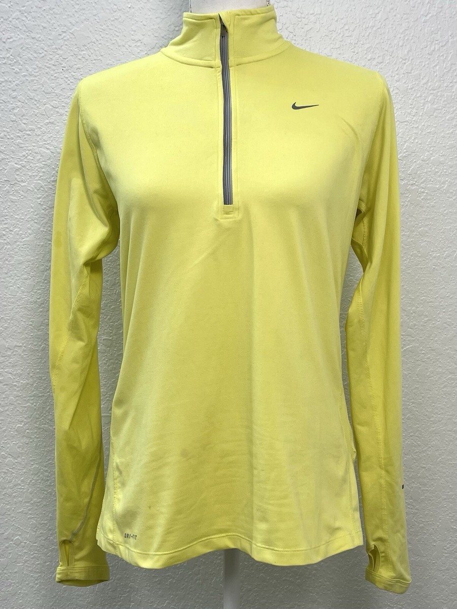 Nike Dri Fit Neon Yellow Nike Half Zip NIKE Running Womens MEDIUM