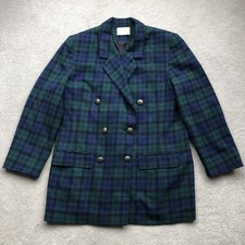 Pendleton Vintage Women’s Virgin Wool Tartan Check Blazer Jacket Size Us 10