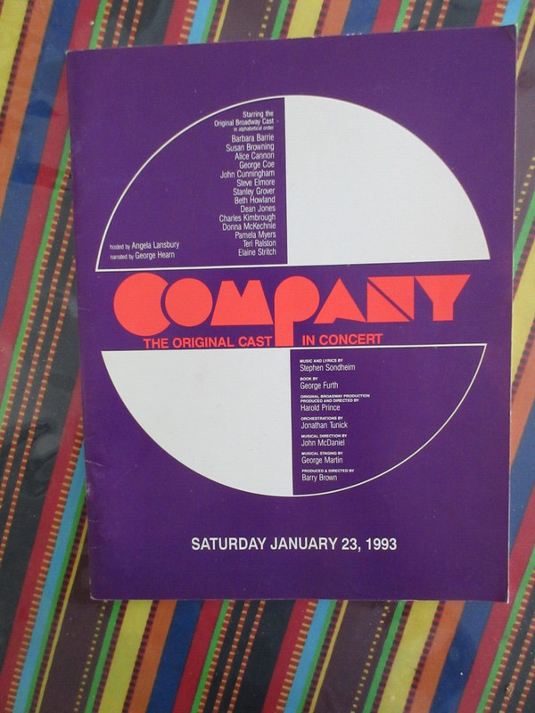 Angela Lansbury - Company In Concert - Orig. Cast 1-23-93 Program