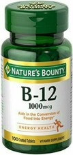 Nature's Bounty Vitamin B-12 1000 mcg Tablets - 100 Count SEALED Exp 01/2027