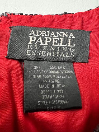 Vintage Adrianna Papell Evening Essentials Red Silk Blouse Beaded XL - Picture 8 of 11