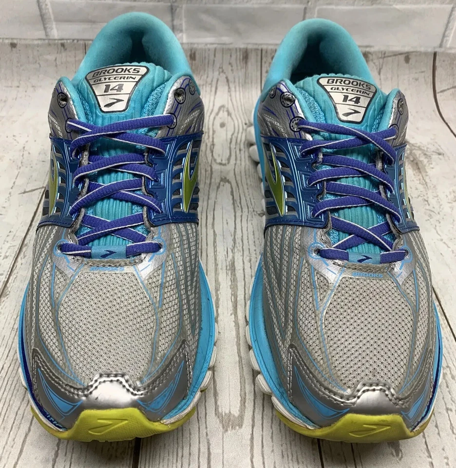 Zapatos deportivos para correr Brooks Glycerin 14 para mujer con estampado elástico en 3D gris azul 9,5 Foto 4 de 4